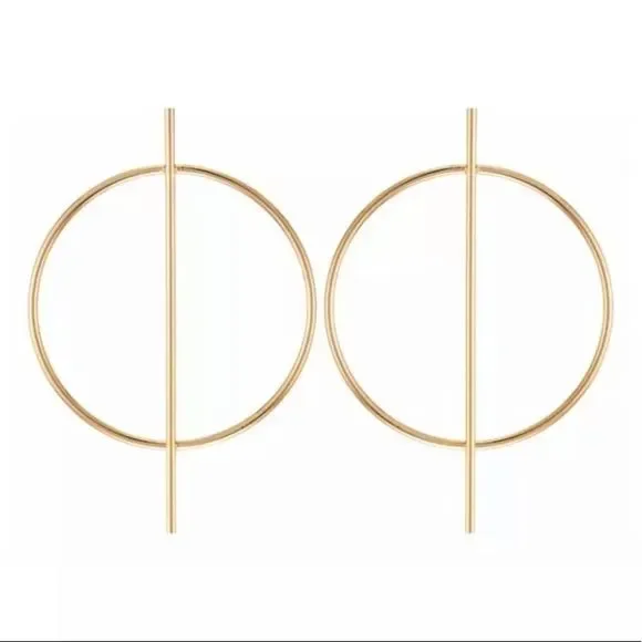 Gold Geometric Hoop Earrings - Picture 2 of 3